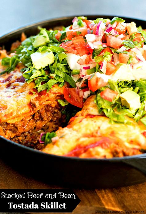 Roasted Mexican Corn, Bean Tostada, Crockpot Pulled Chicken, Bean Tostadas, Tostada Recipes, Iron Skillet Recipes, Skillet Cooking, Cast Iron Skillet Recipes, Cast Iron Recipes