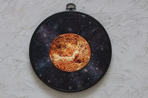 Galaxy Embroidery, Galaxy Cross Stitch, Planet Embroidery, Galaxy Cross, Venus Planet, Embroidery Sashiko, Dmc Embroidery, Embroidery Threads, Stitching Embroidery