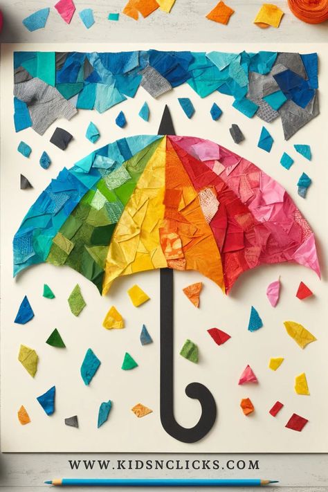 Looking for easy and adorable umbrella crafts for preschoolers? These simple paper crafts are perfect for toddlers and make cute decorations too! Click to see fun, rainy-day art ideas that little ones will love! Umbrella Rain Craft Preschool, Umbrella Craft Preschool, Kids Umbrella Craft, Art N Craft Ideas For Kids, Umbrella Decoration Ideas, Umbrella Craft For Kids, Rainy Day Crafts For Kids, Umbrella Crafts, Craft Ideas For Preschoolers