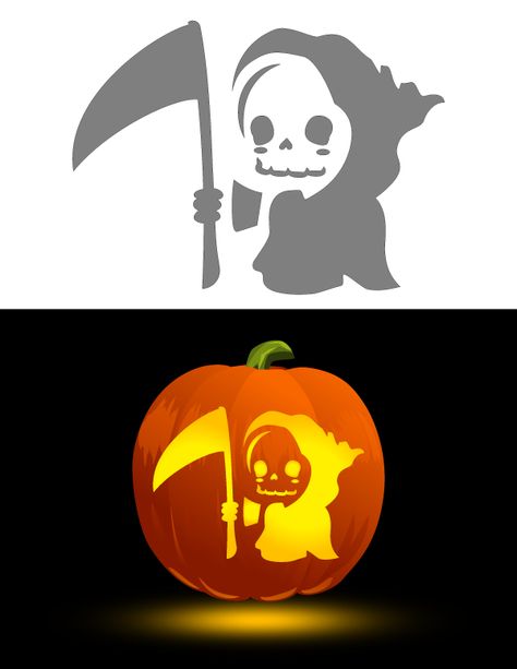 Printable Kawaii Grim Reaper Pumpkin Stencil Pumpkin Carving Beauty And The Beast, Ghost Face Pumpkin Stencil, Zombie Pumpkin Stencil, Pumpkin Carving Ideas Outline, Pumpkin Patterns Carving, Meme Pumpkin Carving Templates, Crow Pumpkin Carving Stencil, Grim Reaper Pumpkin Stencil, Kawaii Pumpkin Stencil