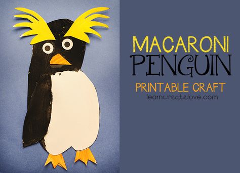 { Printable Macaroni Penguin Craft } Penguins Project, Penguin Unit, Macaroni Penguin, Penguin Activities, Ocean Habitat, Penguin Theme, Penguin Crafts, Penguin Craft, Penguins And Polar Bears