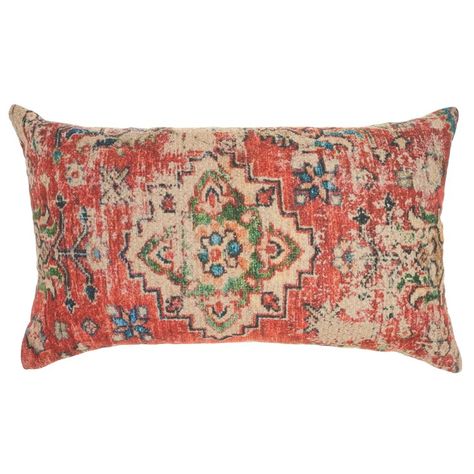 Nicole Curtis Pillow Persian Medallion Throw Pillows in , 14" x 24" x 3" & Reviews | Wayfair Rust Throw Pillows, Blue Apartment, Rustic Color Palettes, Nicole Curtis, Decor Cushions, Corner Lights, Boho Throws, Grey Throw Pillows, Boho Throw Pillows