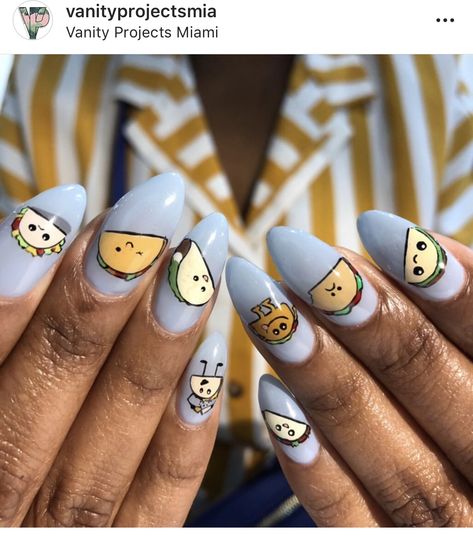 Taco Nails Designs, Taco Nail Art, Taco Nails, Pizza Cones, Personalized Stuffed Animals, Nice Nails, Nail Art Stickers, Nails Inspo, Fun Nails