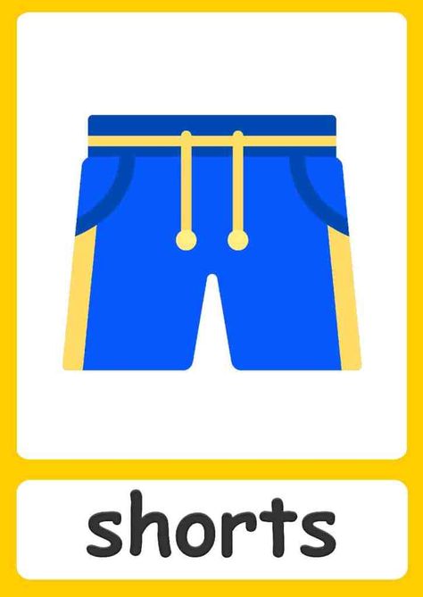 Clothes Flashcards, Preschool Flashcards, Kids Dental Health, Zoo Preschool, Clothing Poster, Free Flashcards, English For Kids, Esl Vocabulary, Learning English For Kids