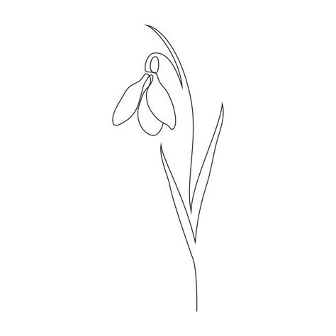 Snow Drop One Line Tattoo, Snowdrop Flower Line Drawing, Snowdrop Tattoo Minimalist, Tattoo Snowdrop Flower, Simple Snowdrop Drawing, Snow Drop Line Art, Snowdrop Line Tattoo, Fine Line Tattoo Snowdrop, One Line Snowdrop Tattoo