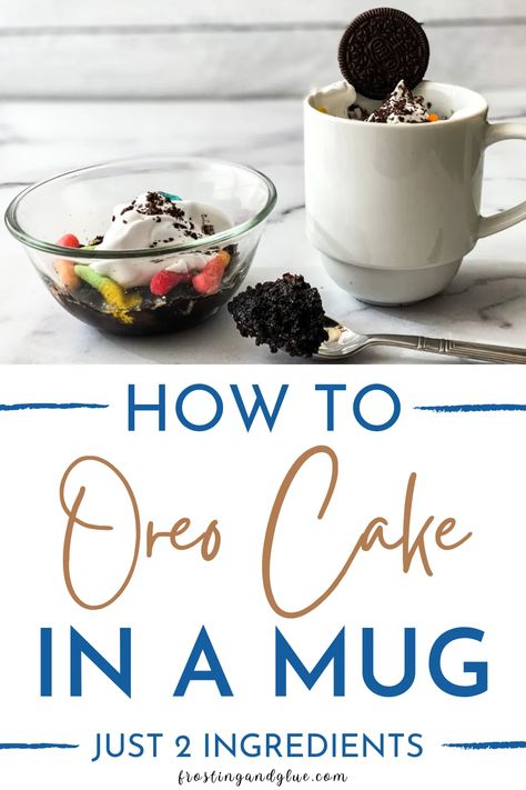 Have you ever thought of the classic Oreo cookie and cake as a delicious combination?! Look no further! in just two ingredients. This recipe will have you craving Oreo cake in a cup! Oreo Cake In A Cup, Easy Oreo Mug Cake, Oreo Mug Cake, Oreo Mug, Microwave Mug Cake, Cake In A Cup, Cake In A Mug, Microwave Mug, Kid Friendly Dessert