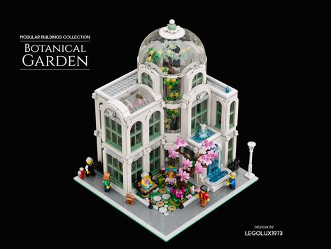 Parrot Enclosure, Small Library Room, Lego Park, Lego Bible, Big Lego Sets, Lego Botanical, Corner Building, Small Library, Lego Houses