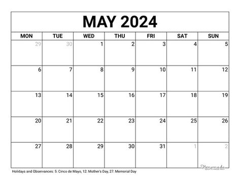 May Calendar 2024 Printable Blank Monday Start 2023 Calendar Printable Free Monday Start, Free Monthly Calendar Printable 2024, Xmas Card Messages, Free Printable Monthly Calendars 2024, Free Printable Blank Monthly Calendars, May Calendar, Desk Calendar Design, Calendar With Holidays, Free Printable Calendars