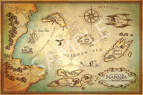 Amazon.com: Best Print Store - The Chronicles of Narnia, The Voyage of The Dawn Treader, Map Poster (11x17 inches): Posters & Prints Map Of Narnia, Voyage Of The Dawn Treader, The Dawn Treader, Dawn Treader, Sea Map, Middle Earth Map, Map Projects, The Chronicles Of Narnia, Ghost Photography