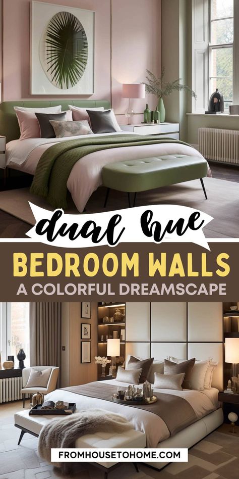 20 Two-Color Combinations For Bedroom Walls | Interior Designing Creative Painting Ideas For Walls, Diy Painting Ideas For Walls, Rooms Painting Ideas, Bedroom Dark Purple, Black Bedroom Walls, Bookcase In Bedroom, Painting Techniques Walls, Dark Purple Bedroom, Paint Colors For Home Interior