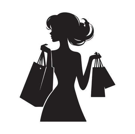 Shopping Girl illustration silhouette style Shopping Logo, Shopping Online Logo, Shopping Clipart, Online Logo Design, Girl Illustration, Logo Gallery, Girl Posters, Online Logo, Buying Groceries