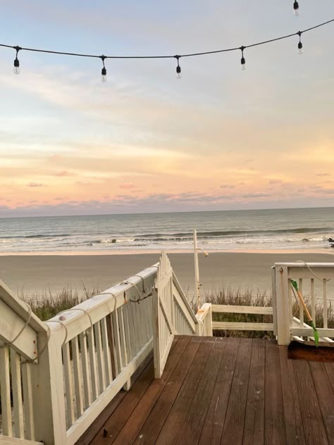 House By The Ocean Aesthetic, Sunset Beach House, Beach House Lifestyle, House With Beach View, Beach Town Summer, Beach Vibe Kitchen, Folly Beach Aesthetic, Beach House South Carolina, North Carolina Beach House Aesthetic