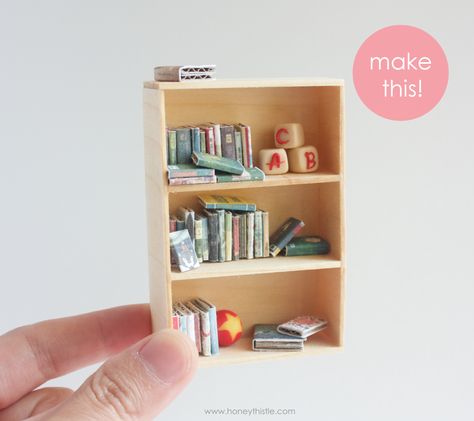 A number of years ago, I wrote a tutorial for making a miniature bookcase necklace (you may be able to find it if you look hard enough), and upon reviewing it recently, I realized just how shoddy the... Book Nook Room, Bookshelf Miniature, Mini Bookcase, Miniature Bookcase, Bookshelf Diy, Dollhouse Bookshelf, Miniature Bookshelf, Dollhouse Bookcase, Tiny Dollhouse