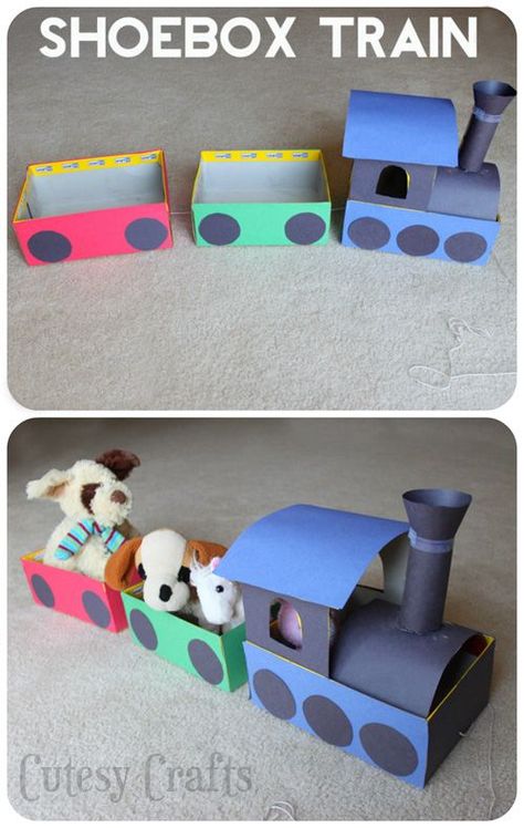 Make a train out of shoeboxes for the kids to pull around the house.  Great craft for learning about trains! Shoe Box Crafts, Train Crafts, Transportation Crafts, Mason Jar Crafts Diy, Crafty Kids, Childrens Crafts, Toy Train, Jar Crafts, Craft Activities For Kids