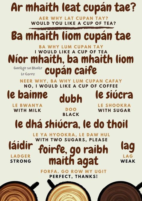 Learn Irish, Irish Gaelic Language, Irish Phrases, Gaelic Language, Scottish Army, Celtic Alphabet, Scottish Words, Gaelic Words, Irish Words