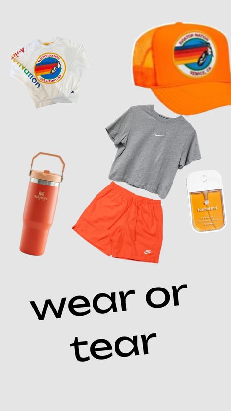 #nike#orange#stanly Orange Outfits, Orange Outfit, Nike Orange, Spirit Week, The Hamptons, Nike, Orange, How To Wear, Pins