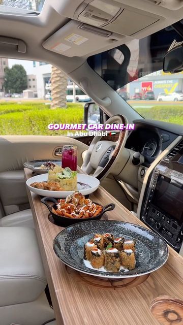 Car Dining Table, Car Dinner Ideas, Fusion Dishes, Rolls Royce Cullinan, Restaurant Ideas, Golf Car, Fusion Food, Food Table, Food Places