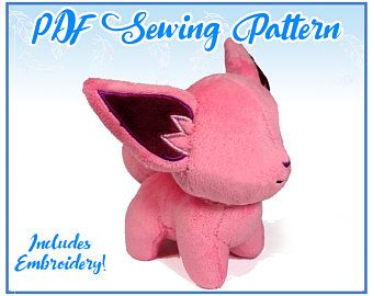 Fox Sewing Pattern, Fox Stuffed Animal, Sewing Templates, Cute Sewing Projects, Animal Sewing Patterns, Plushie Patterns, Sewing Stuffed Animals, Fox Pattern, Kawaii Plushies