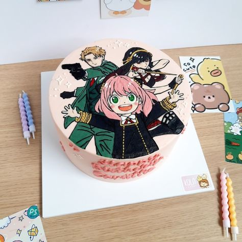 Spy X Family Birthday Cake, Spy X Family Cake, Anime Bday Cake, Anime Cake Ideas, Cake Hbd, Anime Cake, Birthday Sheet Cakes, Family Cake, One Piece Cartoon