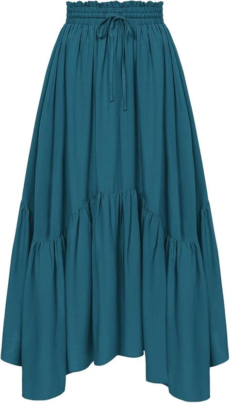 Amazon.com: Scarlet Darkness Long Skirts for Women Tiered Summer Beach Maxi Skirt Plus Size Blue Green XL : Clothing, Shoes & Jewelry Layered Skirt Outfit, Long Skirt With Pockets, Maxi Skirt Outfits, Printed Wide Leg Pants, Irregular Hem, Plus Size Maxi, Skirt With Pockets, Skirts For Women, Layered Skirt