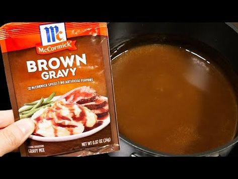 How To Make McCormick Brown Gravy Mix - YouTube Mccormick Brown Gravy Mix Recipe, Mccormick Brown Gravy Recipe, Brown Gravy Mix Recipe, Make Brown Gravy, Brown Gravy Recipe Easy, Brown Gravy Packet, Mccormick Recipes, Brown Gravy Recipe, Crockpot Recipes Ground Beef