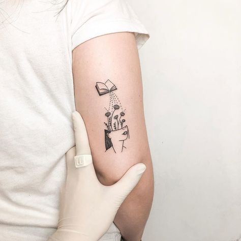 Psychology Tattoo, Reading Tattoo, Brain Tattoo, Bookish Tattoos, Rock Album Covers, Small Girly Tattoos, Self Love Tattoo, Clean Book, Health Tattoo