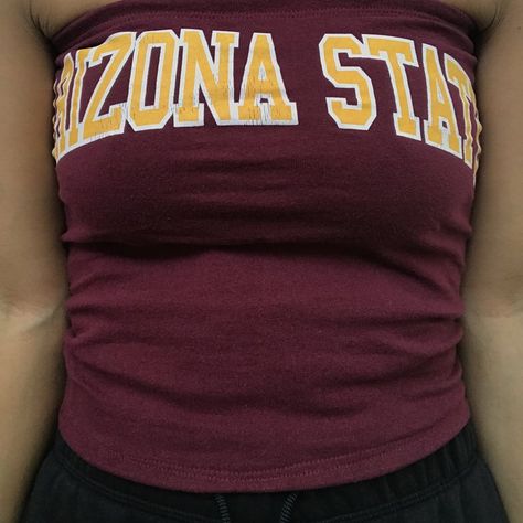 Arizona State — MY CAMPUS CLOSET Arizona State University Wallpaper, University Of Arizona Sorority, Arizona Shirt Ideas, University Of Arizona Merch, Arizona State University, Arizona State, Cropped Hoodie, Arizona, Closet