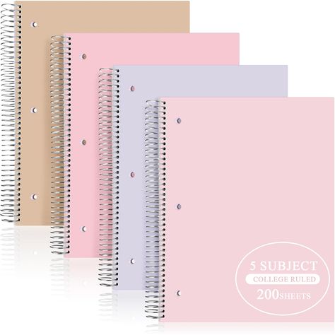 PRICES MAY VARY. Enough Quantity: the package includes 4 pieces of spiral notebooks college ruled in 4 pastel colors, ideal not only for individual use, but also for educational institutions, enterprises, or families, and the rich colors complement various personal styles and aesthetics, presenting a pleasing visual experience to users Quality and Durable Design: the spiral notebook 5 subject is crafted with a poly plastic cover, ensuring durability and longevity; This robust construction safegu 5 Subject Notebook, Kawaii School Supplies Notebooks, Spiral Notebooks, School Supplies College, Notebooks For School, Aesthetic Notebooks, Notebooks Aesthetic, Note Books, Pastel Notebook