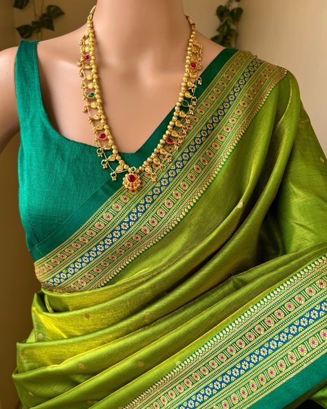 Www.Thejacouture.in > silk sarees >Apple Green satin silk saree. . Apple Green satin silk saree with Golden thread design and butta all over saree. Comes with teal green blouse piece. Saree height: 47 inches. Saree length: 5.5 meters. Blouse: 80cm . Priced: 1550/- INR Normal wash. Jewellery: @aarna__jewellery . . #greensaree #sareelove #india #sareeinspiration #indianwear #traditional #sareeday #sareestyle #sareenotsorry #sareeseduction #ethnicwear #sareelover #indianfashion #sareefashio... Draped Sarees, Teal Green Blouse, Green Sarees, Satin Silk Saree, Indian Wedding Gowns, Thread Design, Golden Thread, Drape Saree, Green Saree