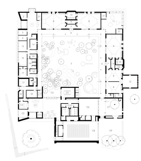 Portholes connect community centre and kindergarten in Cambridge School Floor Plan, Architect Drawing, Community Centre, Cambridge England, Innovation Centre, Cultural Centre, Architecture Ideas, Childcare Center, Plan Drawing