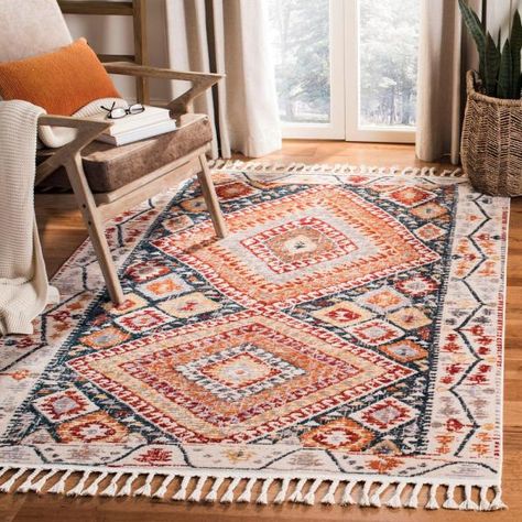 Safavieh Farmhouse Ivory/Navy 8 ft. x 10 ft. Border Medallion Floral Area Rug-FMH816A-8 - The Home Depot Salon Suites, Southwestern Rug, Americana Decor, Bohemian Living, Ivory Area Rug, Polyester Rugs, Farmhouse Rugs, Classic Rugs, Red Area Rug