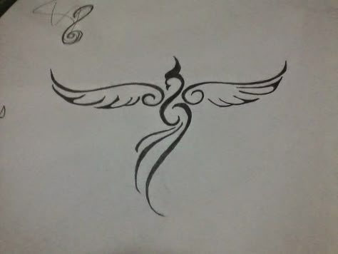 33 Minimalist Phoenix Tattoo Ideas: The Phoenix is a symbol of a third-stage Scorpio. These Scorpios exercise power through love,  healing and transformation. The Phoenix represents a Scorpio who has been transformed, and has reached deep within him/herself to embrace the more subtle, mystical qualities of the soul, rather than ones ego, and in result soar to spiritual heights like a bird on the wing. Simple Phoenix Tattoo, Small Phoenix Tattoos, Phoenix Bird Tattoos, Phönix Tattoo, Kunst Tattoos, Phoenix Tattoo Design, Geniale Tattoos, Initial Tattoo, Phoenix Tattoo