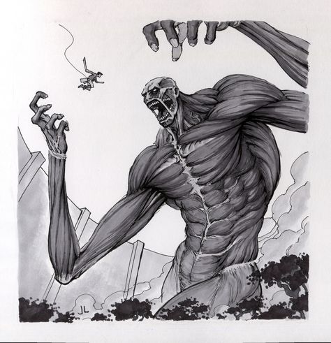 ArtStation - The Titan, Jonah Lobe Titan Drawing, Monster Lover, Colossal Titan, Attack On Titan Series, Eren Aot, Pokemon Champions, Manga Poses, Big Wall Art, Dark Art Drawings