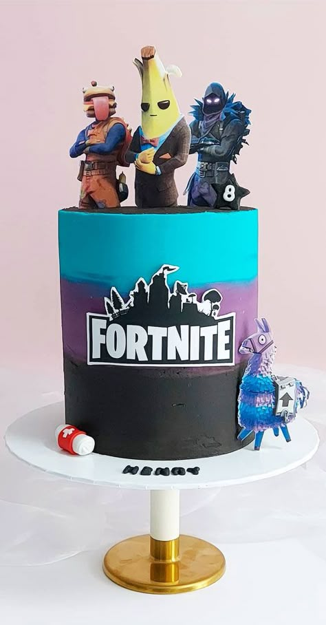 Fortnite cake, Fortnite cake ideas, Fortnite birthday cake, Fortnite-themed birthday cake, Fortnite-themed cake Fortnite Cakes Ideas, Birthday Cake For 10 Year Boy, Fortnight Cakes For Boys, Fortnite Birthday Party Ideas Cake, Fortnite Birthday Cake Ideas, Fornite Party Ideas, Fortnite Cake For Boys, Game Cake Ideas, Fortnight Cake