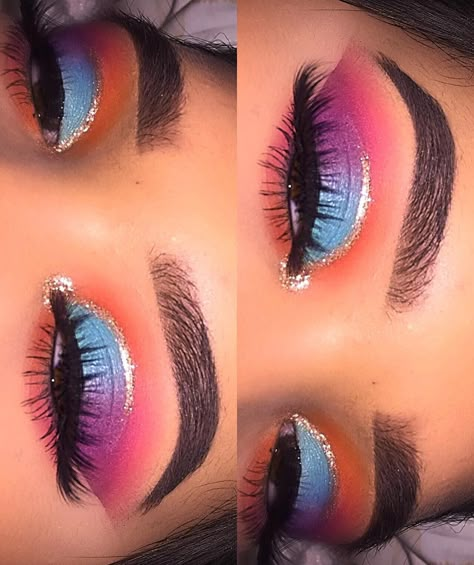 Blue Smokey Eye, Make Up Designs, Pink Eye Makeup, Beautiful Eye Makeup, Colorful Eye Makeup, Makeup Eye Looks, Creative Eye Makeup, Face Beat, Eye Makeup Art