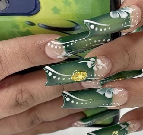 2000s Long Acrylic Nails, 90s Nails Acrylic, Chicano Nails, 90s Inspired Nails, 2000 Nail Art, Drip Nails, Exotic Nails, Really Cute Nails, Long Square Acrylic Nails