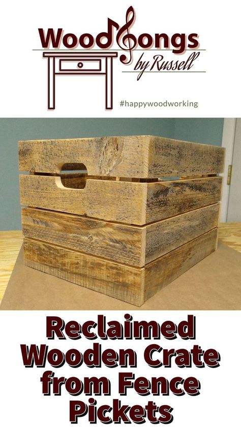 Let us show you how to build this beautiful wooden crate using reclaimed fence pickets. It is a simple and easy project for the beginning woodworker! This crate can help you stay organized and add extra charm to your home. wood crate diy | woodworking projects that sell #farmhousedecor #woodworkingbusiness #diy How To Build A Wooden Crate, Pallet Boxes Diy Wooden Crates, Wood Crate Diy, Small Wooden Crates, Garage Organizer, Wooden Box Diy, Sales Ideas, Diy Wooden Crate, Fence Pickets