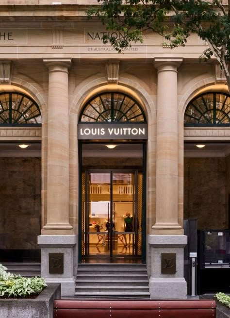 Louis Vuitton’s New Queen Street Brisbane Store - Vogue Australia Heritage Building, Barbie Art, Louis Vuitton Store, Aesthetic Stores, Hotel Building, Vogue Living, Dragon Fly, Vogue Australia, Time Period