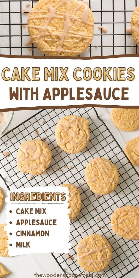 Applesauce And Cake Mix Recipes, Apple Spice Cake Mix Cookies, Applesauce Cake Mix Cookies, Easy Applesauce Cookies, Cookies Made With Applesauce, Apple Sauce Cookies, Cookies With Applesauce, Applesauce Cookies Recipes, Recipe Using Applesauce