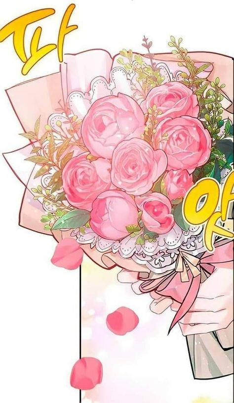 Anime Bouquet Of Flowers, Anime Bouquet, Manhwa Scenery, Manhwa Flowers, Flower Bouquet Drawing, The Villainess Is A Marionette, Villainess Is A Marionette, Art Painting Landscape, Illustration Manga