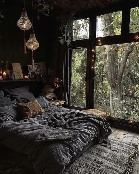 Capricorn Home Aesthetic, Cottage Goth Bedroom, Dark Bridgerton Aesthetic, Capricorn Bedroom Aesthetic, Soft Goth Bedroom, Bedroom With Slanted Ceiling Ideas, Callie Aesthetic, Cozy Goth Bedroom, Slanted Ceiling Ideas