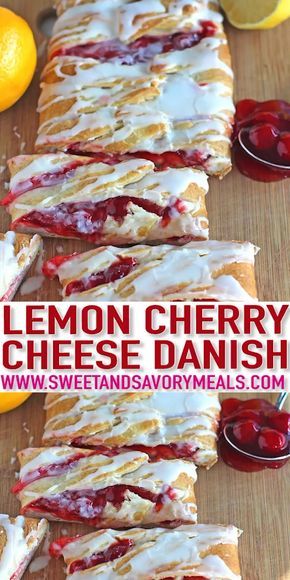 Lemon Cherry Cheese Danish Recipe is very easy to make with crescent dough, ready in 30 minutes, with a delicious lemon and cherry flavors! #danish #danishfood #brunch #brunchrecipes #cherry #dessertfoodrecipes #sweetandsavorymeals #recipevideo #bestrecipes Cherry Cheese Danish Recipe, Cherry Cheese Danish, Cheese Danish Recipe, Pastries Recipes Dessert, Pillsbury Crescent, Danish Recipe, Cheese Danish, Breakfast Sweets, Crescent Dough