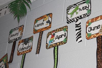 Safari Birthday Wall Classroom, Jungle Theme Classroom Preschool Free Printable, 3k Classroom, Birthday Calendar Classroom, Jungle Theme Classroom Decorations, Safari Theme Classroom, Birthday Display In Classroom, Jungle Classroom, Preschool Calendar