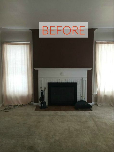 Seriously, these fireplace transformations are stunning! Cover Brick Fireplace, Easy Fireplace, Elegant House Decor, Fireplace Updates, Home Decor For Renters, House Decorating Ideas Diy, Decor For Renters, Home Decor Dollar Tree, Maroon Walls