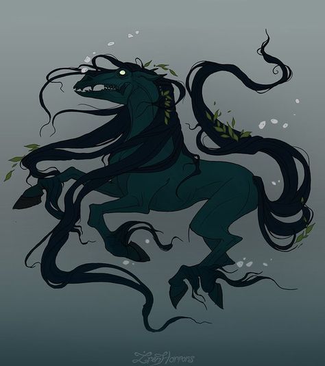 Kelpie Horse, Demon Horse, Creepy Animals, Water Spirit, Fantasy Horses, Into The Water, Shape Shifting, Horse Drawing, Creature Drawings