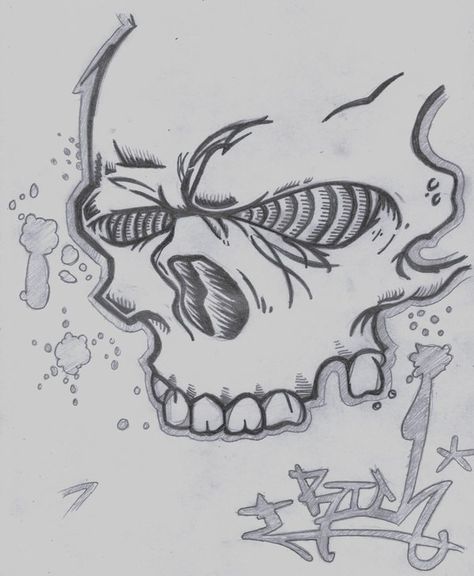 Y2k Skull Drawing, Skull Graffiti Art, Cool Skull Drawings Easy, Graffiti Doodles Drawing, Drawing Ideas Graffiti, Graffiti Drawing Sketches, Graffiti Sketches, Skull Drawing Sketches, Skull Graffiti