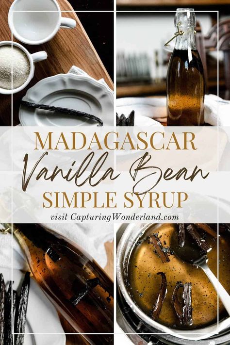 Vanilla Bean Syrup For Coffee, Vanilla Bean Coffee Syrup, Homemade Vanilla Syrup For Coffee, Vanilla Simple Syrup Recipe, Vanilla Bean Simple Syrup, Homemade Vanilla Syrup, Vanilla Simple Syrup, Vanilla Bean Recipes, Vanilla Syrup For Coffee