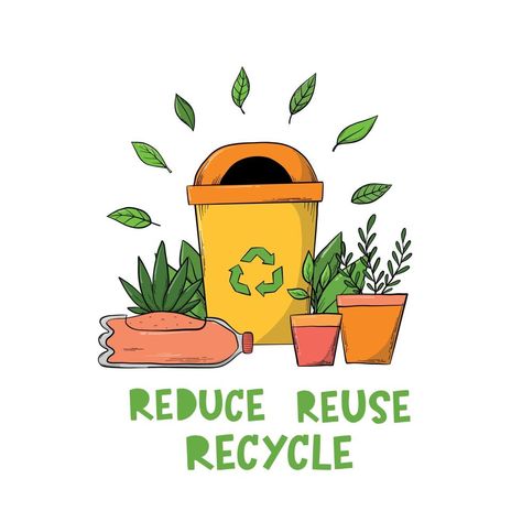 Reduce Reuse Recycle Aesthetic, Recycling Drawings Poster, Reduce E Waste Poster, Recycle Drawing Ideas, Reduce Waste Poster, Recycle Sign Design, E Waste Drawing, Recycling Doodles, Recycle Drawing Poster