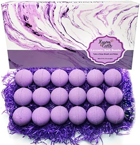 Lavender Bath Bombs Gift Set for Men and Women. 18 Lavender Bath Bombs Bulk with Essential Oils. Relaxing Bath Bombs Individually Wrapped with Organic Ingredients. Natural Bath Balls for Women & Men! Bath Fizzers, Lavender Aromatherapy, Fresh Lavender, Essential Oils Bath, Lavender Bath, Birthday Gift Tags, Bath Ball, Organic Bath Products, Bath Gift