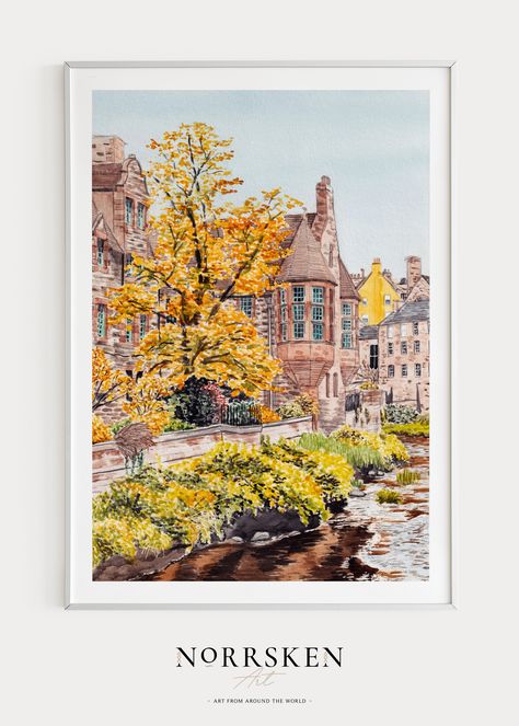 Scotland Art, Fall Wall Decor, Scottish Art, Edinburgh Scotland, Online Printing Services, Watercolor Art Prints, Travel Gifts, Beautiful Artwork, Edinburgh